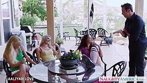 aaliyah love in bisexual foursome, 'suck my tits!' she says