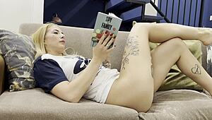 Teasing With Dirty Feet in Tiny Thong and T-Shirt at Home