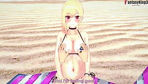 Marin Kitagawa lounges on the beach in hentai pov bikini fun