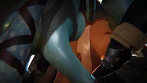 Ahsoka Tano gets creampied by futa Aayla Secura in Star Wars 3D porn