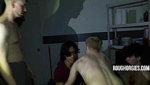 Frat twinks dive into rough initiation orgy