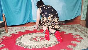 Hot Blonde CrossdresserKitty Rides Big Booty in Milf Dress