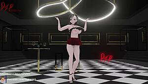 Rachel pop dances in her sexy dress, teasing with nude hints