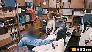 Redhead petite teen thief punished by lp officer with monster cock blowjob