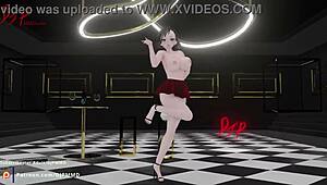 Rachel pop dances in her sexy dress, teasing with nude hints