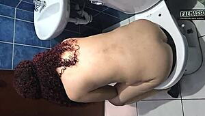 Latina MILF Craves Young Cock for Quick Bathroom Fuck and Creampie