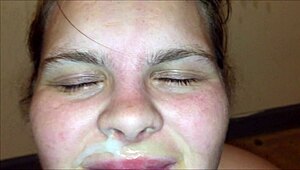 Thick Teen Gags on Huge Cock