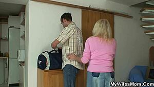 blonde m-in-law rides his huge dick with passion