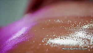 beautiful masseuse tenderly seduces housewife on the table, igniting deep desires