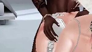 Wild group banging in a crazy 3D game setup