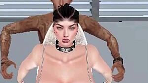 Wild group banging in a crazy 3D game setup