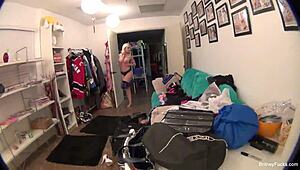 Britney Amber Strips Nude, Showing Her Big Tits And Pussy On Camera.