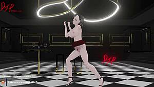 Rachel pop dances in her sexy dress, teasing with nude hints