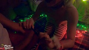 i give sloppy blowjob to christmas milf in doggy anal