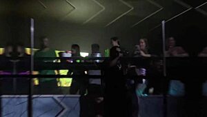 Young girl performs deepthroat and ass play at adult entertainment event