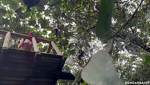 Muscle Stud Fucks Babe Outside