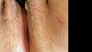 She squirts hard, soaking everything around. This BBW mature granny loves getting wet.