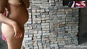 adorable stepmom feels my big cock while i fuck her on bricks