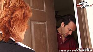 British Mature Secretary Mom Caught in Surprise Office Fuck