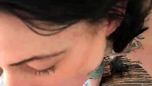 Sensual wife gives a deepthroat blowjob while pregnant