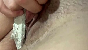 Close up panty stuffing and wet pussy fingering with petite 18+