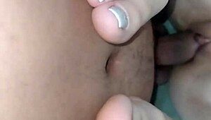 wife's perfect feet get cumshot on pussy