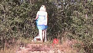 Stunning blonde babe indulges in solo pleasure on the beach