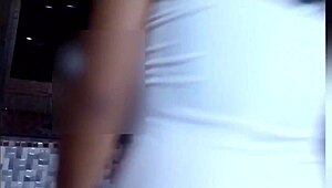 Curvy Latina girl's buttocks spanked and covered in cum