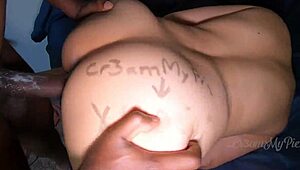 He pounds a hairy Latina ass bent over, creampie lost in close-up.