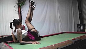 Camille indulges in poolside passion with lingerie and cunilingus