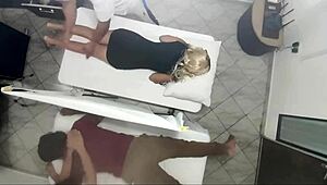 Wow! Beautiful Wife Fucked by Masseuse Next to Cuckold Husband
