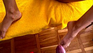 Masseur Takes Client Deep During Massage with Subtitled Dirty Talk