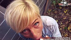 Skinny German Blonde Milf Says, Let's Do It at Gas Station