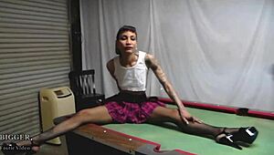Camille Plays On A Pool Table