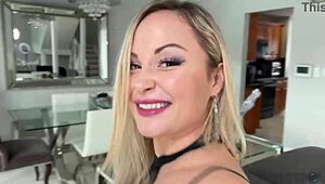 Big Titty Blonde Katalina Kyle Licks Ass in Lingerie