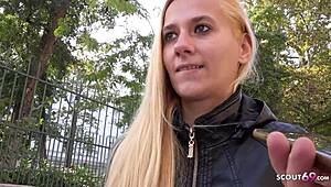 German Scout - Shy Teen Haley Hunter Talks Before First Casting Sex Outdoors