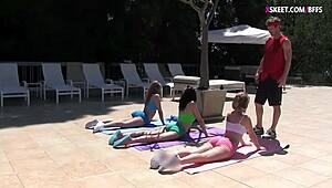 three 18 year old bffs yoga class turns to hard pounding