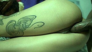 violet gets her oiled petite ass massaged and fucked by an old black guy