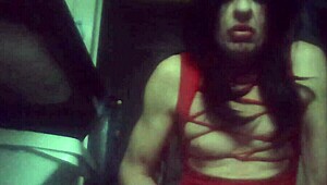 tranny bitch takes black cock dildo for anal cumshot