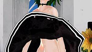 Gumi from MMD does a sexy nude dance in 3D anime.