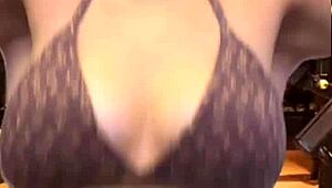 I got all wet on the gym stairs, ran to the bathroom to dry my dripping pussy and natural tits in sheer clothes!