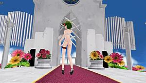Gumi from MMD does a sexy nude dance in 3D anime.