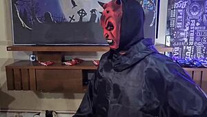halloween night with big cock dominating her tight pussy