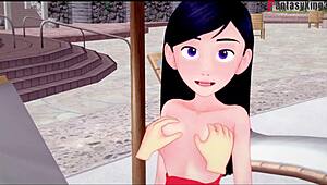 Violet Parr gives bikini footjob and blowjob in POV