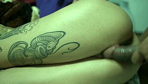 violet gets her oiled petite ass massaged and fucked by an old black guy