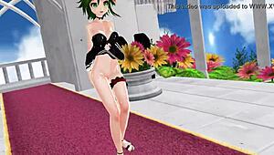Gumi from MMD does a sexy nude dance in 3D anime.
