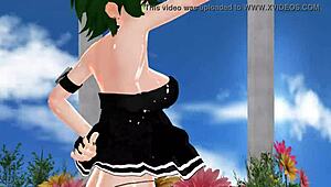 Gumi from MMD does a sexy nude dance in 3D anime.