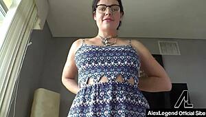 sovereign syre in glasses gets deepthroat blowjob and facial from alex legend