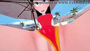 Violet Parr gives bikini footjob and blowjob in POV