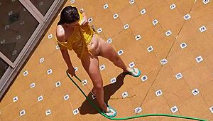 hey, caught my hot neighbor peeing on my landlord's wife from balcony! 👀